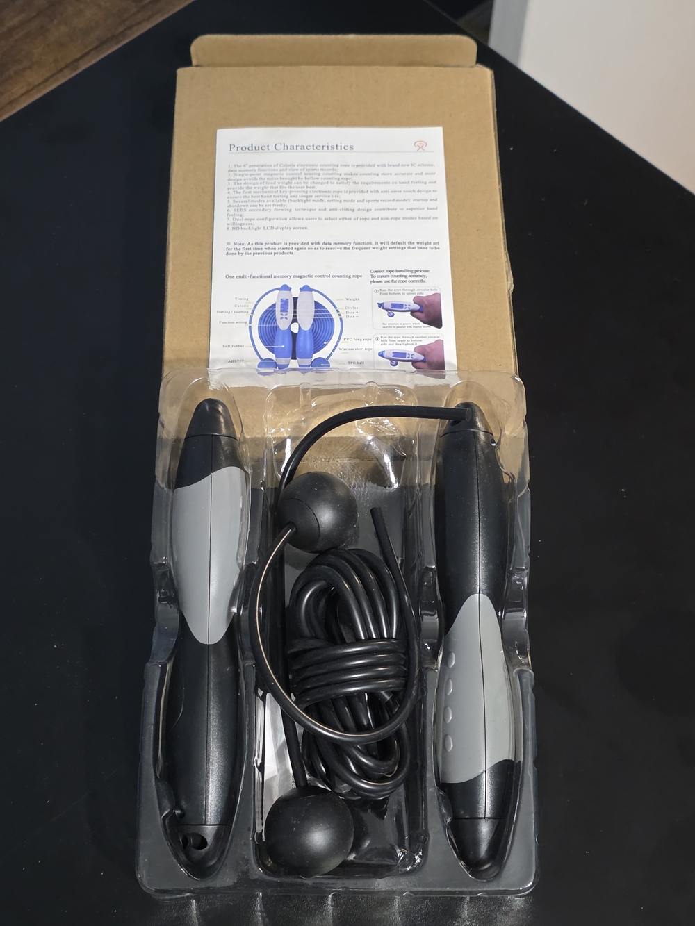 Black and Gray Jump Rope with Weighted Handles